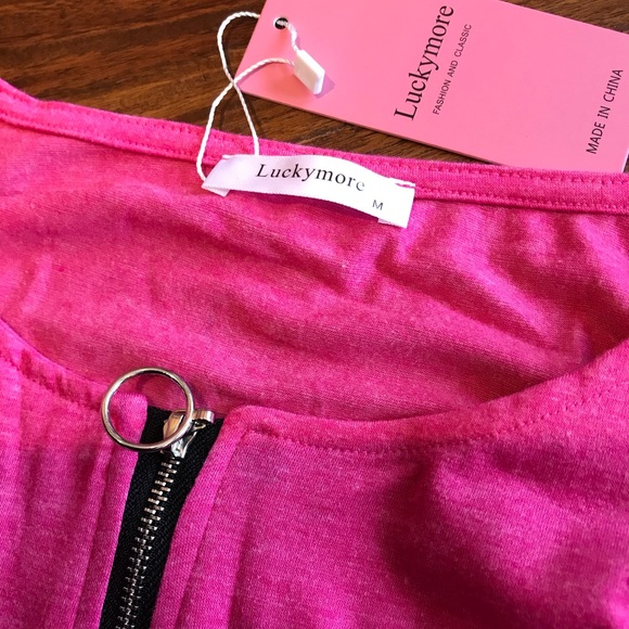 Luckymore Zipper Front Pink Tunic - Picture 3 of 5